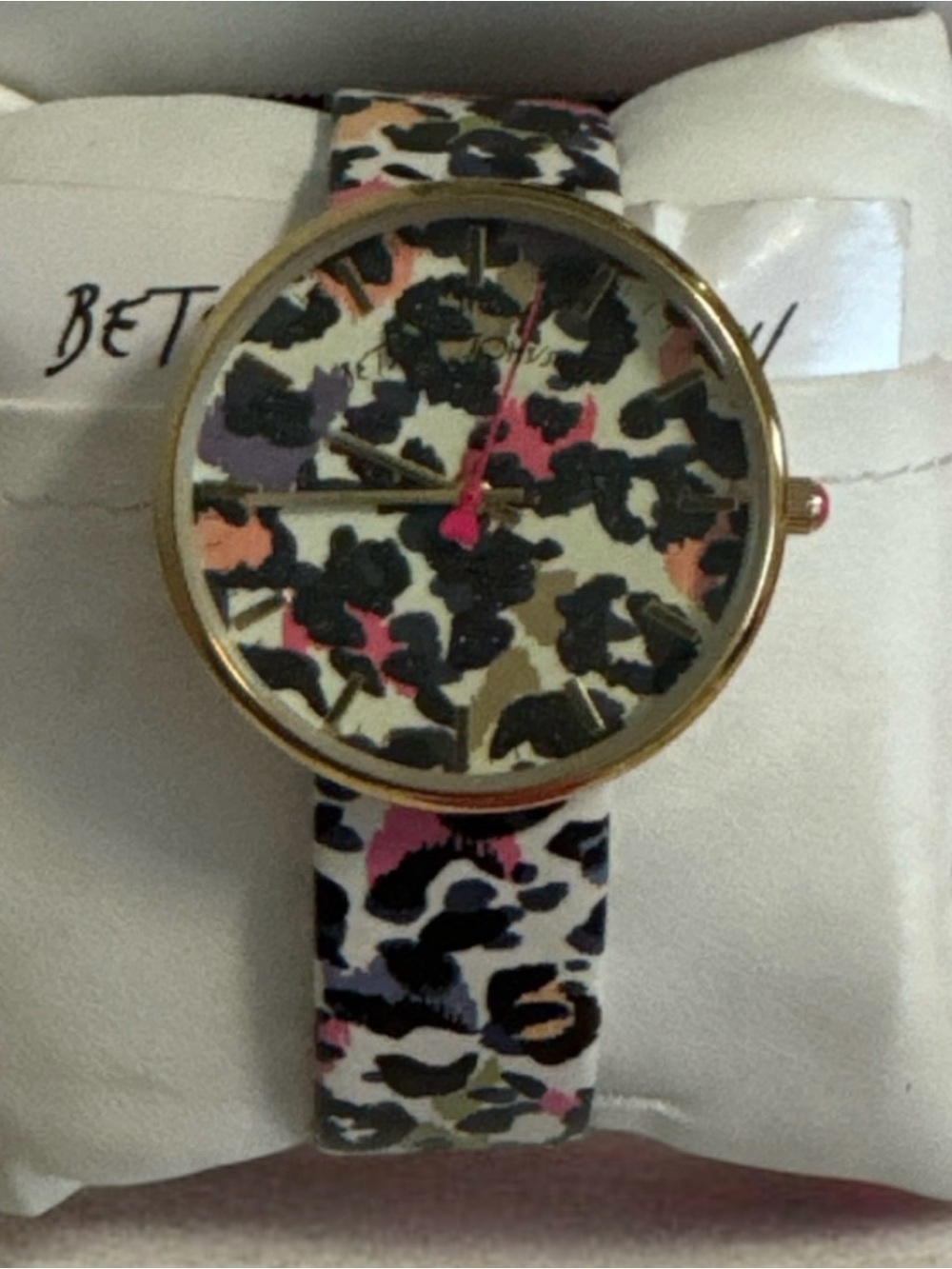 Betsey Johnson Multicolor Leopard Print Gold-Tone Dial Watch